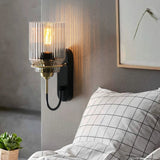 Vintage Wandlamp Met Geribbelde Glazen Kap