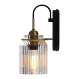 Vintage Wandlamp Met Geribbelde Glazen Kap