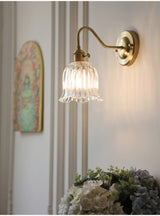 Japanse Retro Bloem Glazen Wandlamp E27 LED Bedlamp Modern Nordic