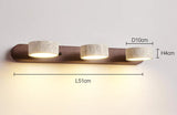 Travertin Wandlamp Rotatie – Natuursteen & Hout LED Bedlamp