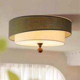 Wabi Sabi Vintage Plafondlamp – Cirkelvormige Groene/Witte Stoffen Lamp