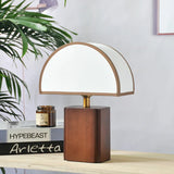 Retro Houten Tafellamp met Stoffen Kap