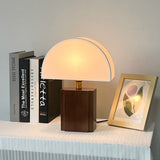 Retro Houten Tafellamp met Stoffen Kap