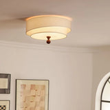 Wabi Sabi Vintage Plafondlamp – Cirkelvormige Groene/Witte Stoffen Lamp