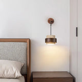 LumiTravert Wandlamp – LED Natuursteen & Hout Design met Trekschakelaar