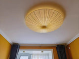 Wabi-Sabi Luxe Stoffen LED Plafondlamp – Minimalistische Rond Vliegende Schotel Hanglamp