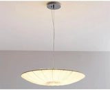 Wabi-Sabi Luxe Stoffen LED Plafondlamp – Minimalistische Rond Vliegende Schotel Hanglamp