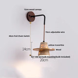 LumiTravert Wandlamp – LED Natuursteen & Hout Design met Trekschakelaar