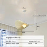 Nordic Beige Stoffen LED Hanglamp – Moderne Dimbare Plafondlamp