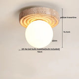 Nordic Plafondlamp LED Travertin & Hout – Modern Ellips Design