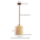 Nordic Houten Steen LED Hanglamp – Zwart/Geel – Modern Design