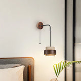LumiTravert Wandlamp – LED Natuursteen & Hout Design met Trekschakelaar
