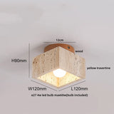 LumiSabi Travertin Natuursteen LED Plafondlamp – Moderne Wabi-Sabi Lamp