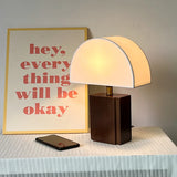 Retro Houten Tafellamp met Stoffen Kap