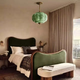 Retro Groene Glazen Hanglamp – Franse Nordic Melkglas Minimalistisch