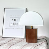 Retro Houten Tafellamp met Stoffen Kap