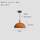 Rond Bruin Acryl Hanglamp Met Donker Hout Voor Eetkamer & Slaapkamer