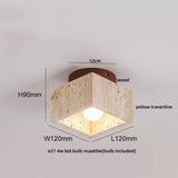 LumiSabi Travertin Natuursteen LED Plafondlamp – Moderne Wabi-Sabi Lamp