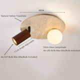 Wabi-Sabi Plafondlamp – Travertin Steen LED Ø12cm/Ø15cm
