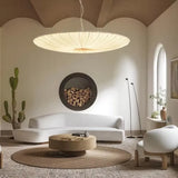 Wabi-Sabi Luxe Stoffen LED Plafondlamp – Minimalistische Rond Vliegende Schotel Hanglamp